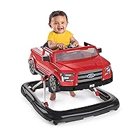 Bright Starts Ford F-150 4-in-1 Red Baby Activity Center & Push Walker with Removable Interactive Steering Wheel -Toy, 6 Months and up