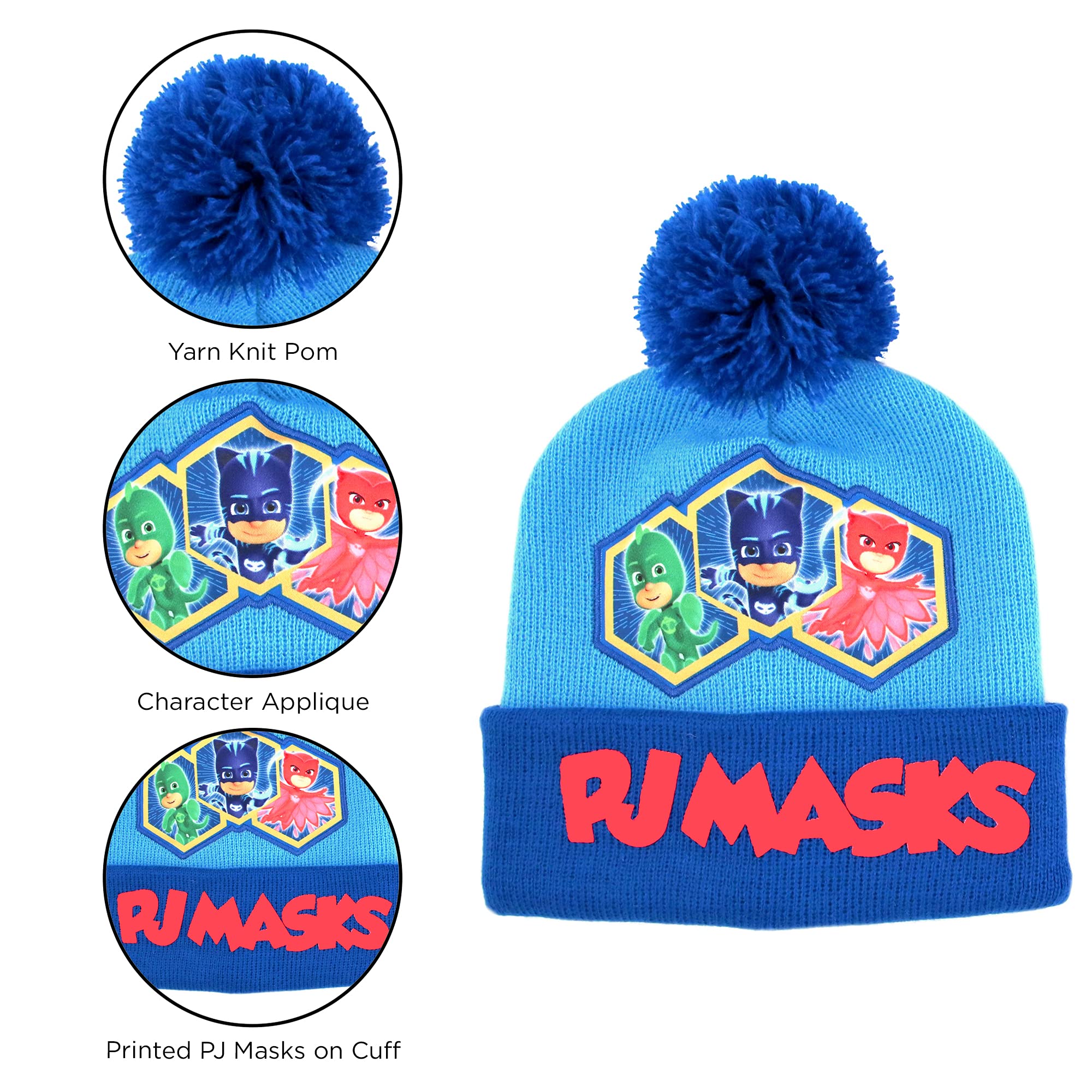 PJ Masks Boys' Winter Accessory Hat and Mittens Set, Toddler Beanie for Kids Ages 2-4