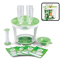 Baby Food Maker For Infants & Toddlers (11 Piece Set)- Make 4 6oz Food Squeeze Purees at Once w/Fill Station, Pouches, Funnel, Tubes & Plunger- Dishwasher Safe & BPA Free for Homemade Semi-Solid Food