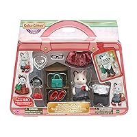 Calico Critters Fashion Playset Tuxedo Cat, Dollhouse Playset with Figure and Fashion Accessories Multicolor