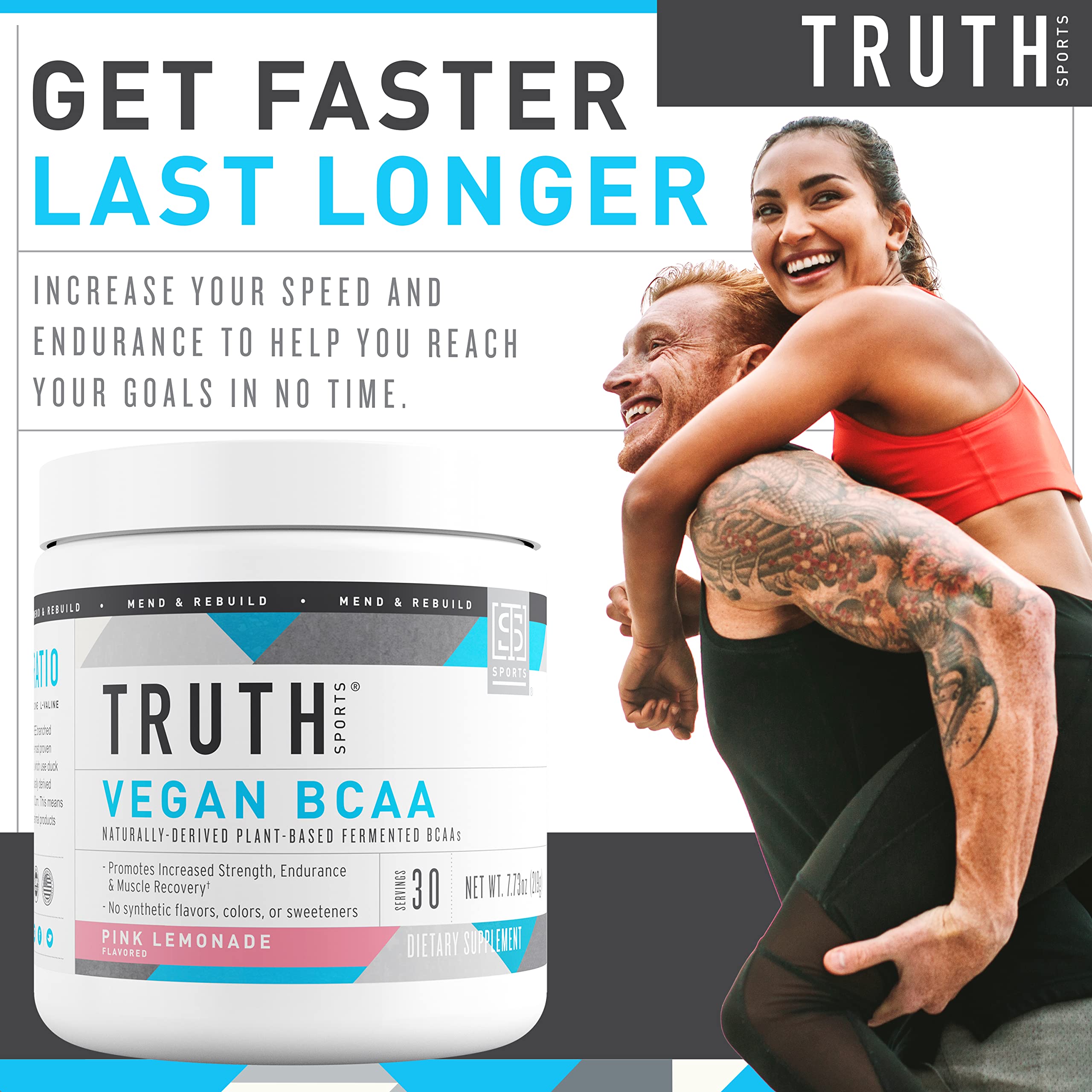 Truth Nutrition Vegan BCAA Powder- 2:1:1 Ratio Natural BCAAS Amino Acids Powder for Energy, Muscle Building, Post Workout Recovery Drink for Muscle Recovery (Pink Lemonade, 30 Servings)