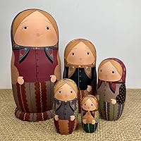 Exclusive Russian Nesting Doll Grandmother 5 Pieces Author's Highly Artistic Hand-Painted Set of 5 Handmade Toys Gift Doll Home Decor Matryoshka 5 Dolls in 1