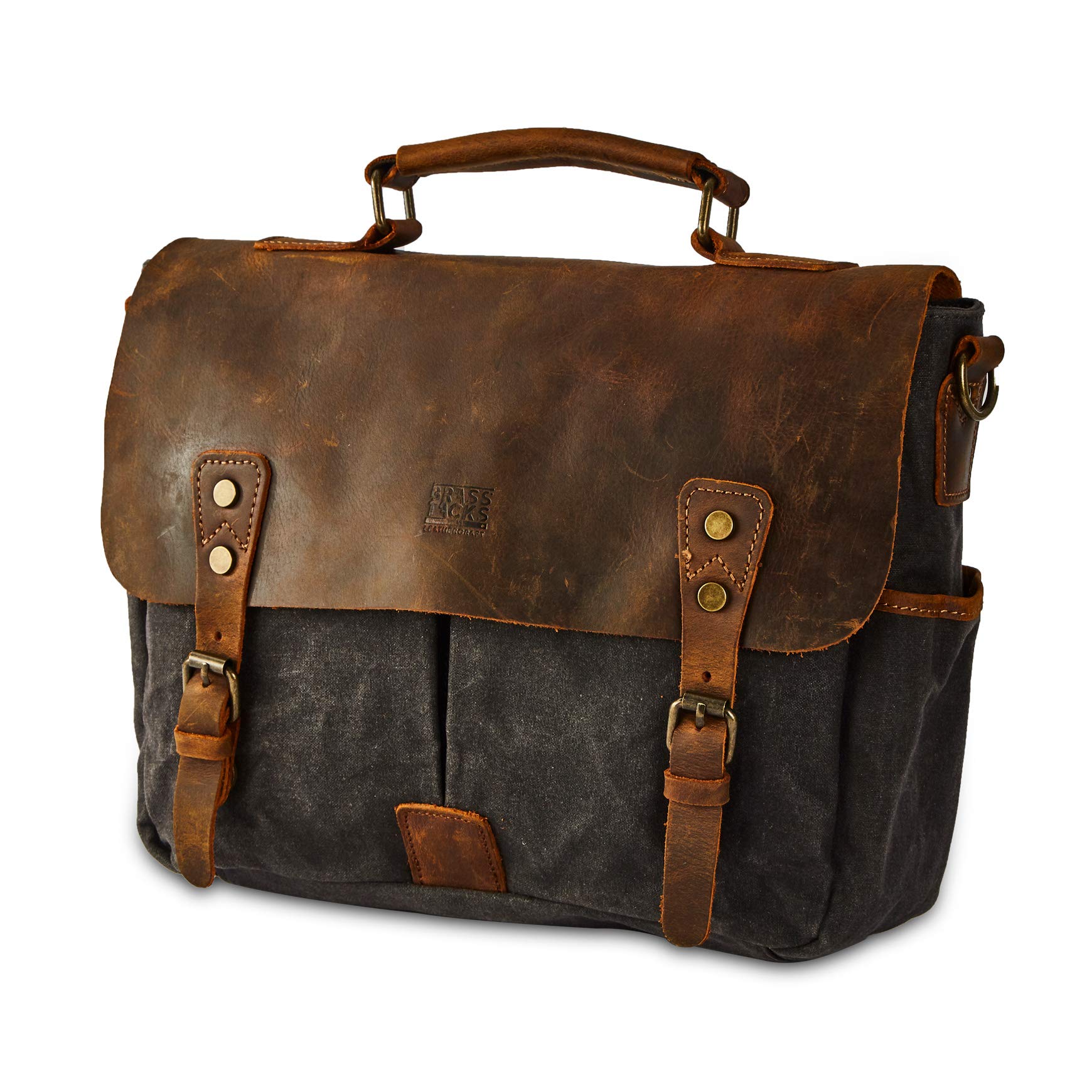 Buy BRASS TACKS Leathercraft Vintage Briefcase Shoulder Messenger Bag ...