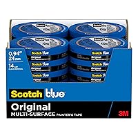 ScotchBlue Original Multi-Surface Painter's Tape, 0.94 Inches x 60 Yards, 24 Rolls, Blue, Paint Tape Protects Surfaces and Removes Easily, Multi-Surface Painting Tape for Indoor and Outdoor Use