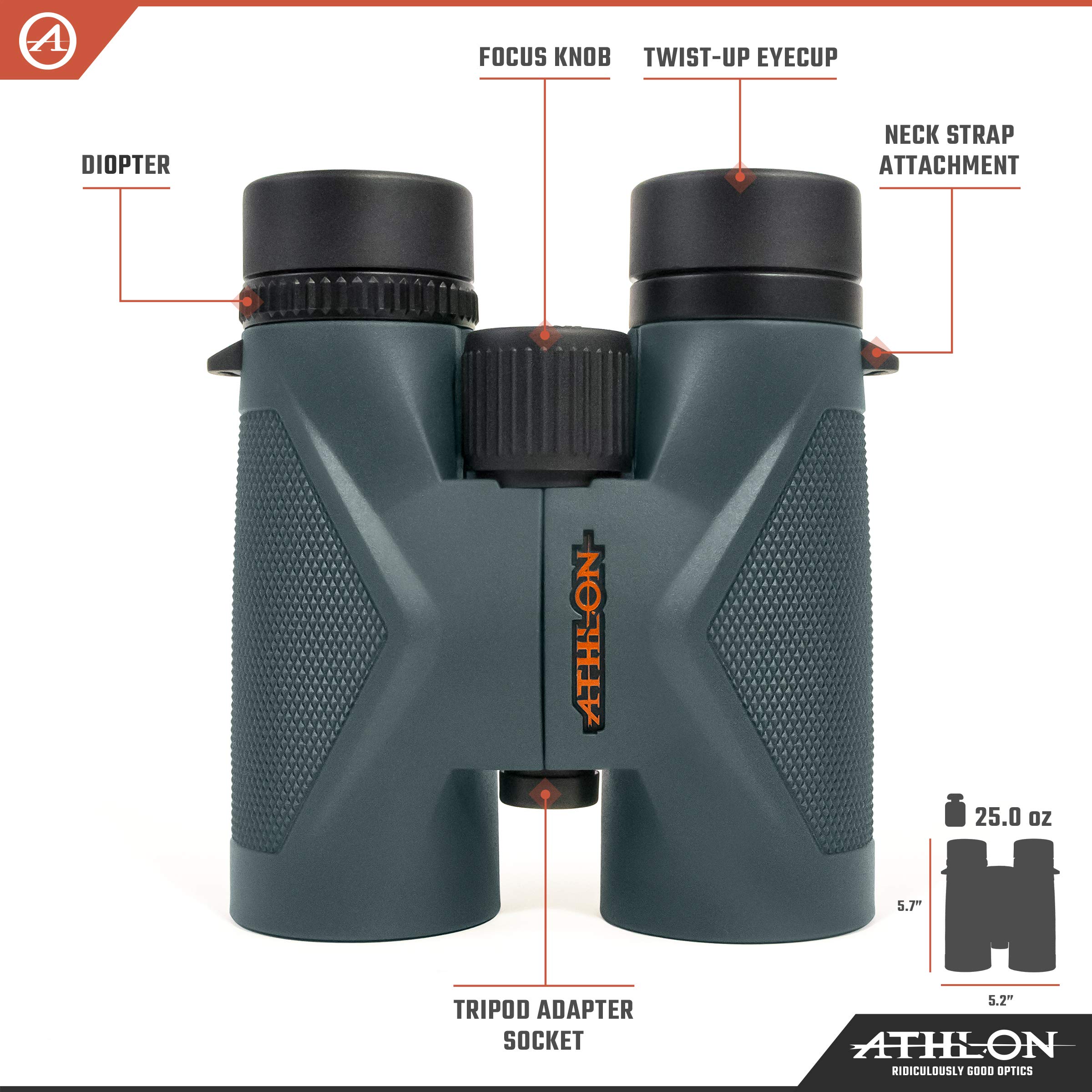Athlon Optics Midas Binoculars for Adults and Kids, Waterproof, Durable Binoculars for Bird Watching
