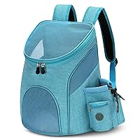 ALLSOPETS Cat Backpack Small Dog Backpack Puppy Dog Carrier Bag Transport Backpack for Pets Travel Hiking Foldable Bag Breathable (Max Load 6kg) Blue B