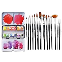 Get a Bundle of SCHPIRERR FARBEN with 12 Watercolor Paint Set and 14 Paint Brushes for a Reduced Price, Watercolor Kit and Watercolor Brushes for Beginner and Seasoned Artists