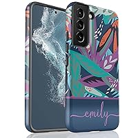 Custom Tropical Jungle Flowers Name Case, Personalized Case Designed for Samsung Galaxy S24 Plus, S23 Ultra, S22, S21, S20, S10, S10e, S9, S8, Note 20, 10