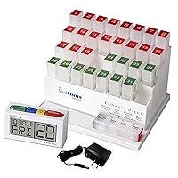 Monthly Medication Organizer System with Reminder Clock and AC Adapter Included