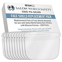 TCP Global Salon World Safety Replacement Face Shields Only (10 Packs of 10), Glasses Frames Not Included – Fits Most Brands, Ultra Clear, Full Face, Protect Eyes Nose Mouth, Anti-Fog PET Plastic