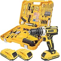 21V Cordless Drill Set,119 Piece Power Tool Combo Kits with 3/8 Inch Keyless Chuck,25+1 Adjustable Clutch with 320 in-lb Torque Men Home Repair Basic Toolbox,with 2x2.0Ah Battery &1 Fast Charger