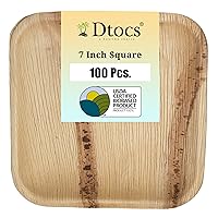 Palm Leaf Plates 7 Inch Square Dessert Plate Dinnerware (100) | Bamboo Plate Disposable Like Compostable Cake Plates, Mini Charcuterie, Appetizer Picnic Plate | Sturdy than Wedding Paper Plates
