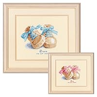 Pink and Blue Booties Birth Record Counted Cross Stitch Kit 7.75 x 6.5