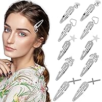 OIIKI 20 PCS Metal Goth Hair Clips with Pendant, Star Hair Clips, Heart Hair Barrettes, Butterfly Snap Hair Clips, Silver Hairpins, Punk Hair Jewelry Accessories for Women, Girls