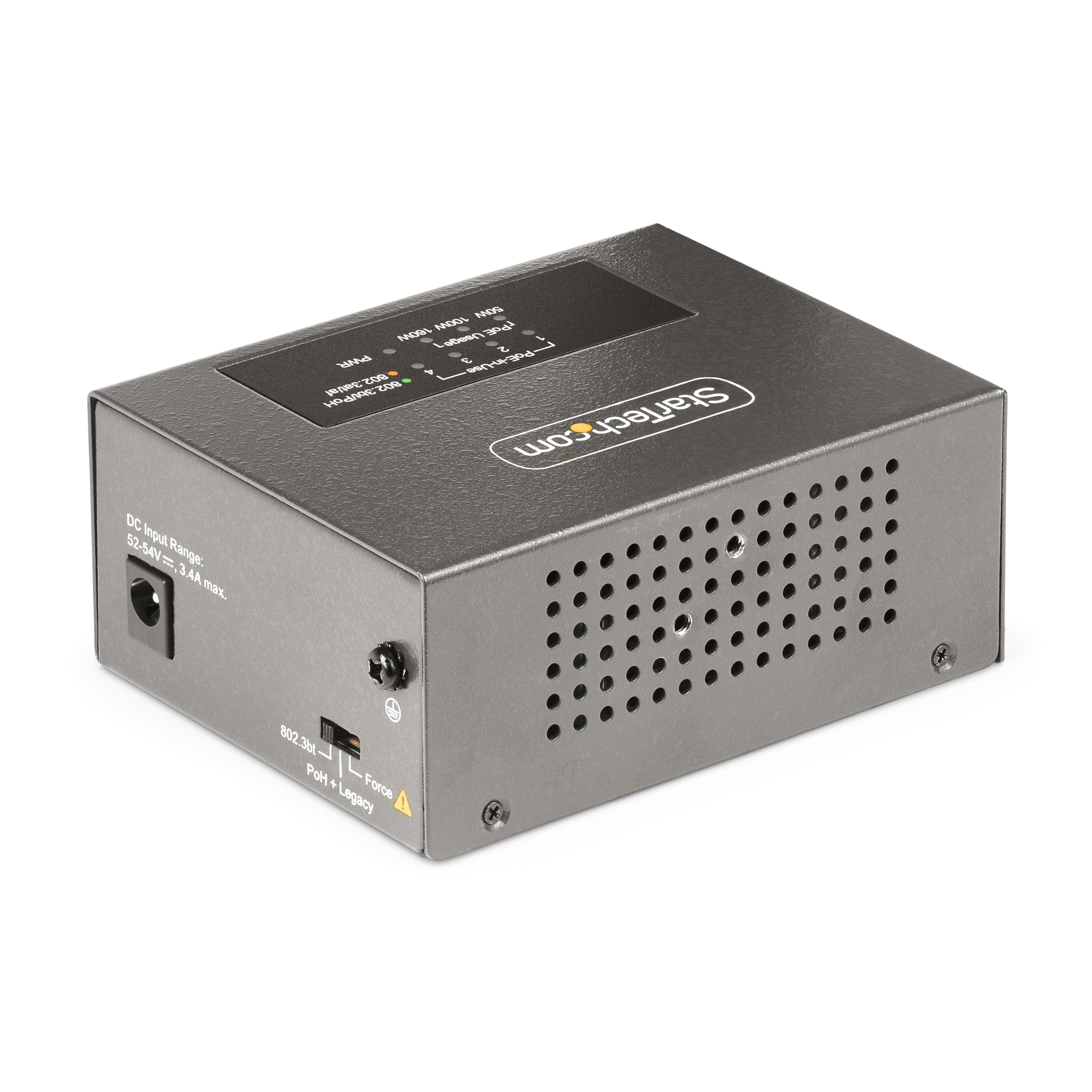 StarTech.com 4-Port Multi-Gigabit PoE++ Injector, 5/2.5/1G Ethernet (NBASE-T), PoE/PoE+/PoE++, Wall/DIN Rail Mountable