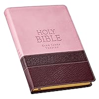 KJV Holy Bible, Thinline Large Print Faux Leather Red Letter Edition Ribbon Marker, King James Version, Pink/Brown KJV Holy Bible, Thinline Large Print Faux Leather Red Letter Edition Ribbon Marker, King James Version, Pink/Brown Imitation Leather