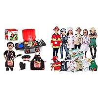Born Toys Kids BBQ Grill Playset w/Pretend Smoke and 6 in 1 Dress Up & Pretend Play Kids Costumes Set Ages 3-7, Washable Kids Dress Up Clothes for Play