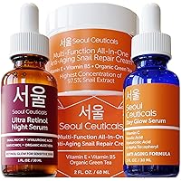 Retinol Serum + Vitamin C Serum + Snail Cream - Korean Anti Aging Skincare Set