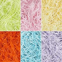 KIMOBER 300g/10.58oz Easter Basket Grass,Colorful Raffia Tissue Paper Shreds Crinkle Cut Paper Shred Filler for Basket Filler Gift Wrapping Supply(6 Colors)