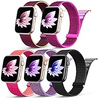 5 Pack Nylon Sport Loop Band Compatible with Apple Watch Bands 38mm 40mm 41mm 42mm 44mm 45mm 49mm, Soft Adjustable Wristband Braided Stretchy Strap for iWatch Serie 9 Ultra SE 8 7 6 5 4 3 Lilac Women