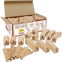Wooden Train Track 52 Piece Set - 18 Feet Of Track Expansion And 5 Distinct Pieces - 100% Compatible with All Major Brands Including Thomas Wooden Railway System - by Right Track Toys, T