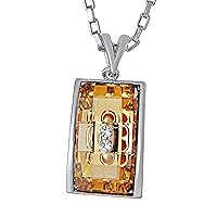 Hanessa Women's Jewellery Rectangle Crystal Stone Rhodium-Plated Silver Necklace Christmas Gift for Wife / Girlfriend