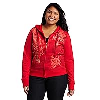 Southpole Junior's Plus Size Gold Rose Printed Holiday Hoody