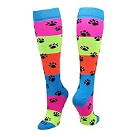 TCK Neon Rainbow Fun Print OTC Socks