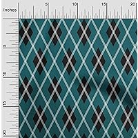Polyester Spandex Dark Teal Green Fabric Argyle Check Decor Fabric Printed BTY 56 Inches Wide