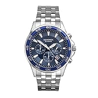 Sekonda Mens 44mm Dive Style Chronograph Quartz Watch with Stainless Steel Bracelet Date Function 50m Water Resistant