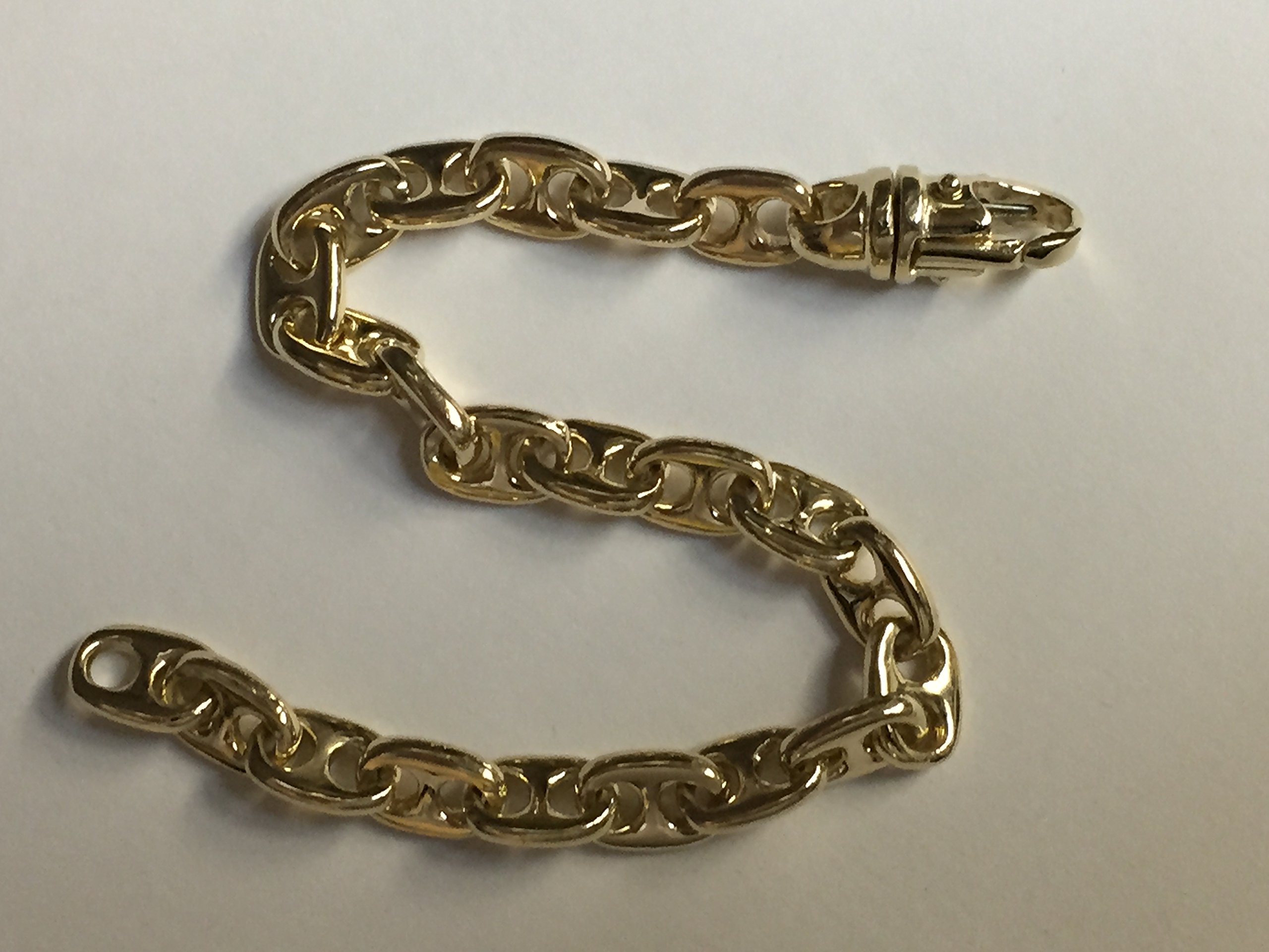 TEX 14K Solid Yellow Gold Heavy Anchor Mariner Chain/Bracelet 8 Mm 32 Grams 8