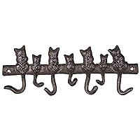 Cat Lovers Solid Cast Iron 7 Cat Tails Wall Hook