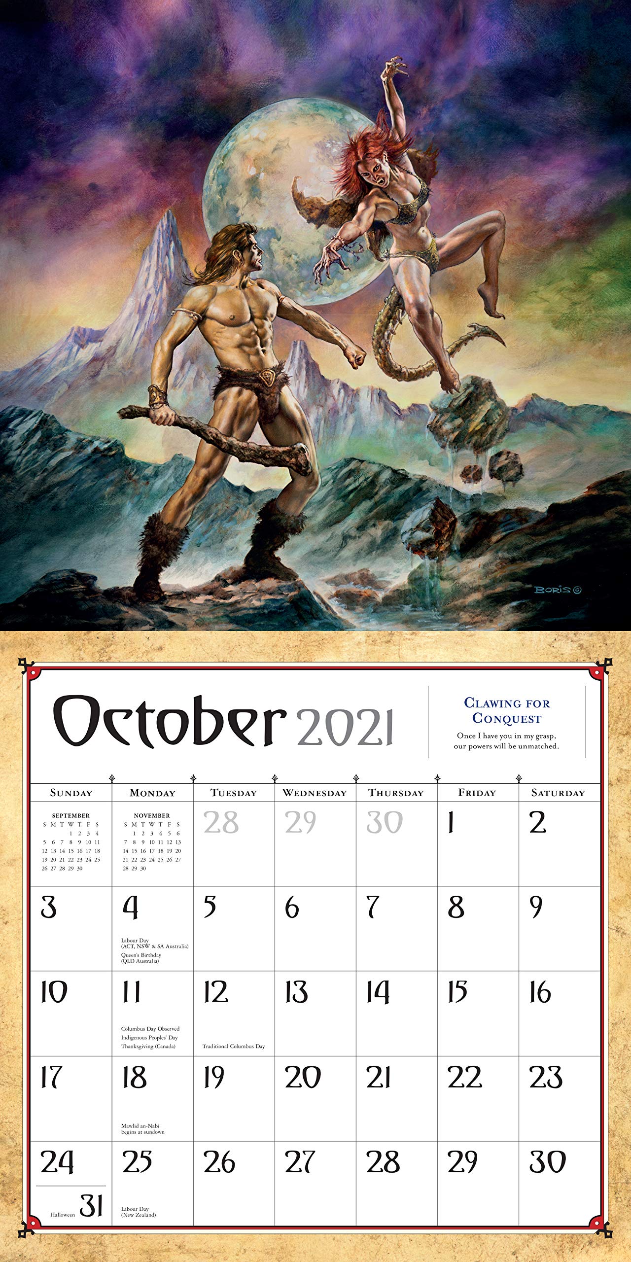Boris Vallejo and Julie Bell's Fantasy Wall Calendar 2021