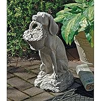 EU1379 Man's Best Friend Basket Dog Statue, 19 Inch, Two Tone Stone
