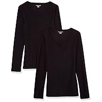 Amazon Essentials Women's Slim-Fit Scoop Neck Rib Sweater (Available in Plus Size), Pack of 2
