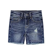 KIDSCOOL SPACE Baby Little Girls Boys Jeans Shorts,Ripped Letters Printed Cute Summer Denim Pants