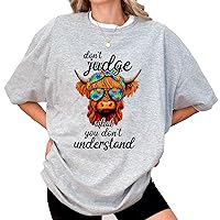 DuminApparel Dont Judge What You Dont Understand Autism Awareness Highland Cow T-Shirt Multicolor