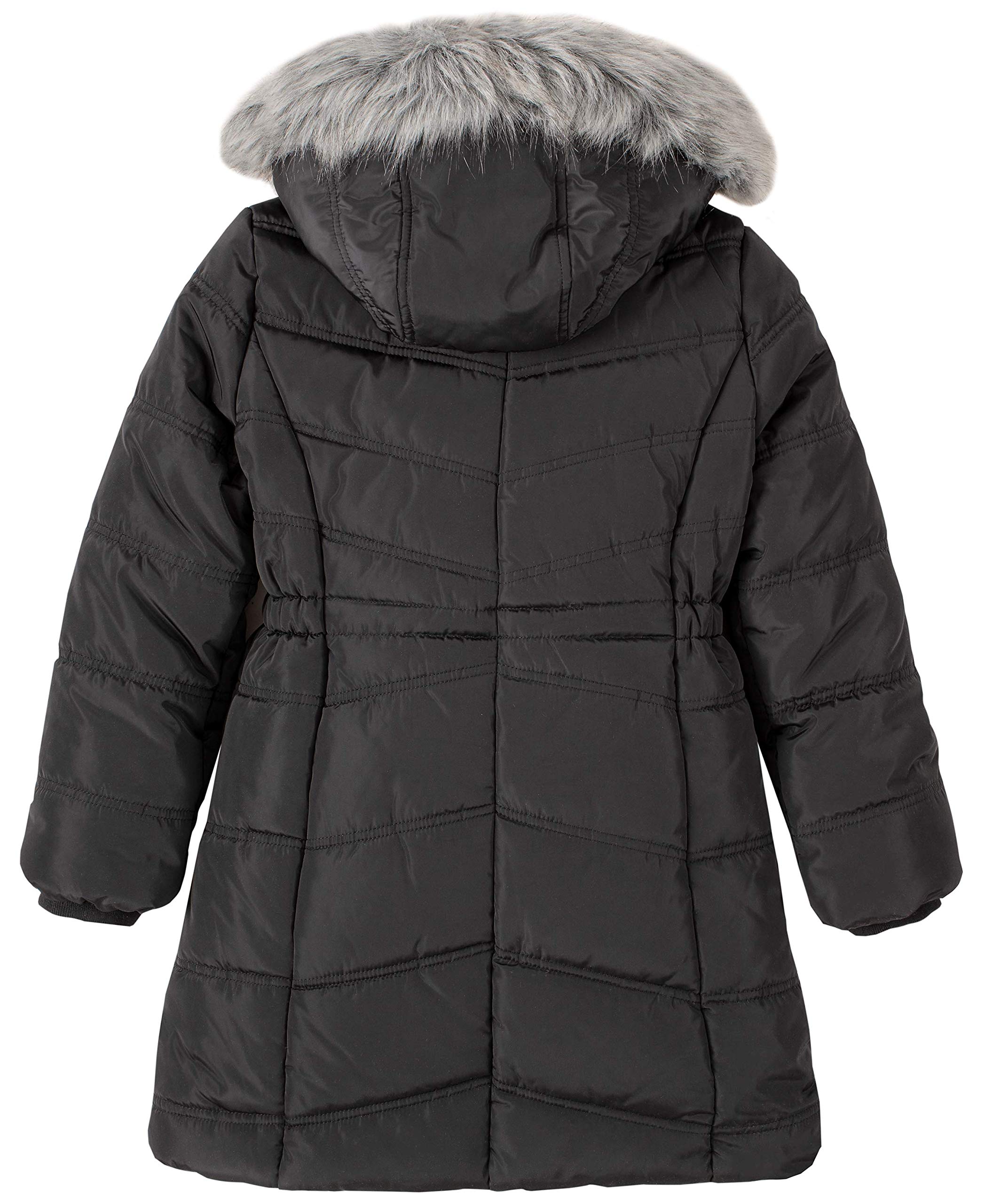 Calvin Klein Girls' Long Length Hooded Puffer Jacket with Fleece Lining