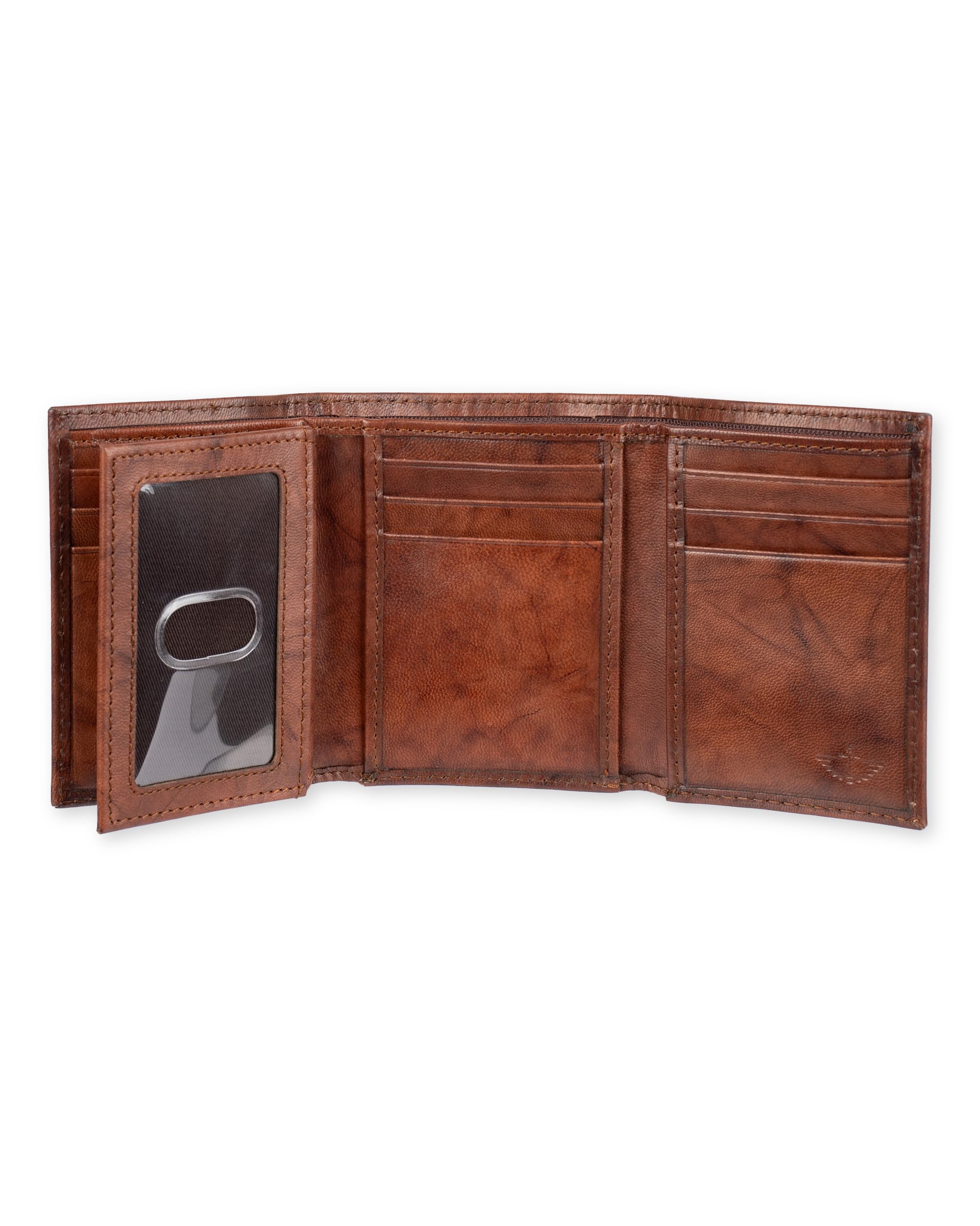 Dockers Men's RFID Extra Capacity Trifold Wallet with Zipper, Brown, One Size