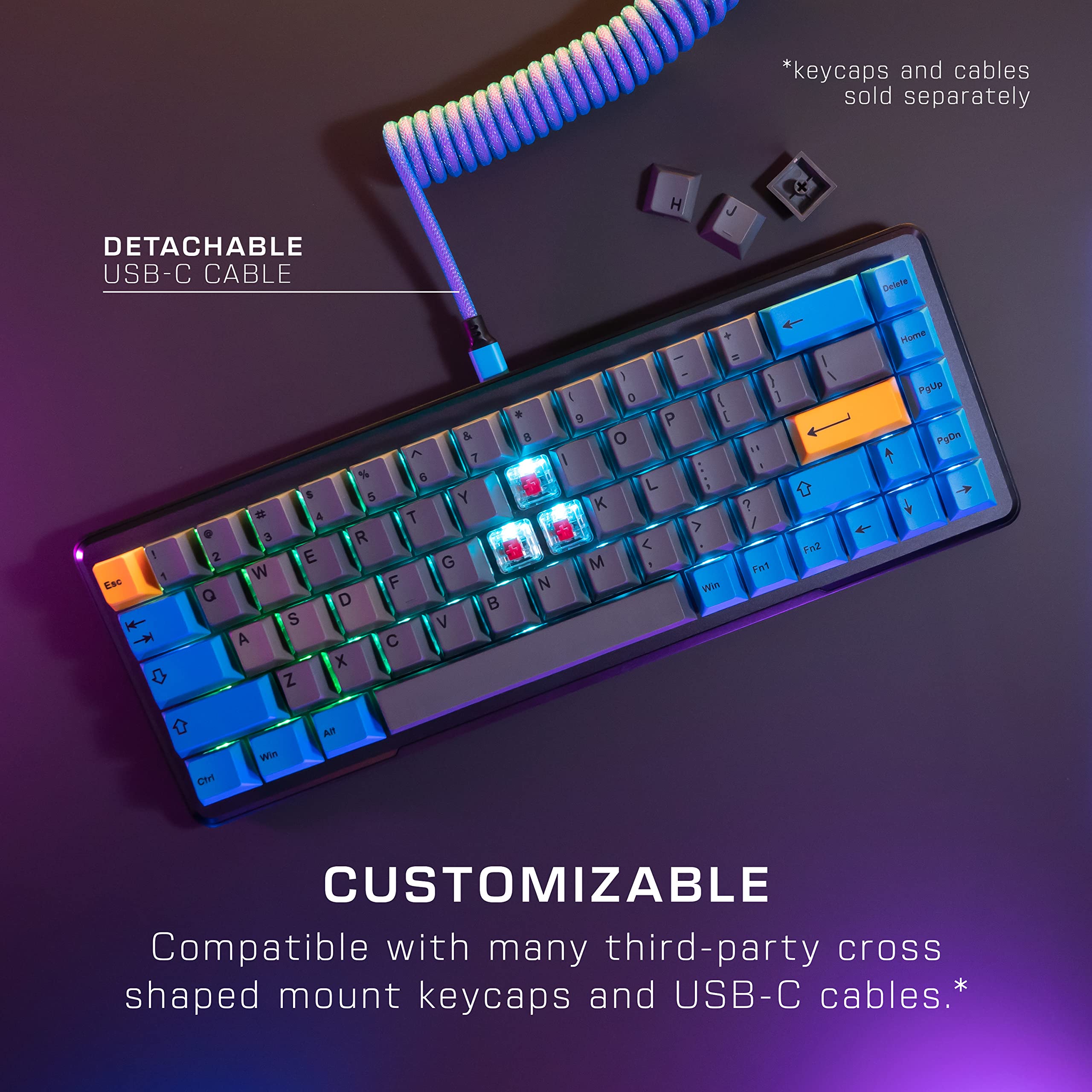 ROCCAT USB Vulcan II Mini – 65% Optical PC Gaming Keyboard with Customizable RGB Illumination, Detachable Cable, Button Duplicator, Aluminum Plate, 100M Keystroke Durability - Black (ROC-12-043)