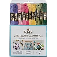 DMC 117F25-PC36 Embroidery Popular Colors Floss Pack, Colors may vary, 8.7-Yard, 36/Pack
