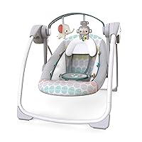 Bright Starts Portable Automatic 6-Speed Baby Swing with Adaptable Speed, Taggies, Music, Removable-Toy-Bar, 0-9 Months 6-20 lbs (Whimsical Wild)