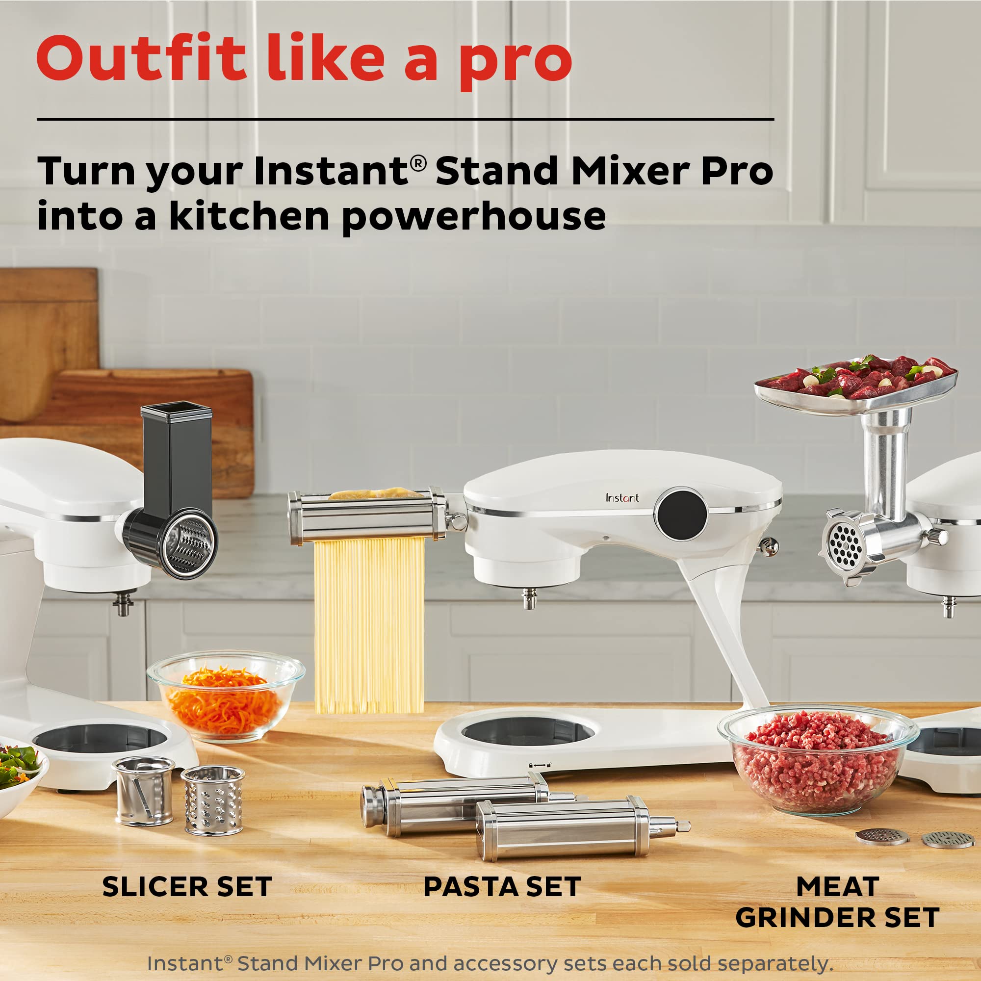 Instant Pot Slicer/ Shredder Attachment for Instant Stand Mixer Pro, Includes 2 Shredding Blades, Slicing blade, Food Pusher and Feeder Housing, Vegetable Chopper, Cheese Grater Attachment