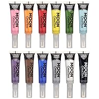 Face & Body Paint with Brush Applicator by Moon Creations - 0.50fl oz - Set of 12 colours
