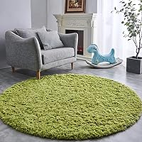 FJZFING Grass Green Round Rug Ultra-Soft Plush Modern 6x6 Circle Area Rug for Kid's Bedroom, Fluffy Shag Circular Rug for Nursery Room, Cute Grass Green Carpet for Teen's Room
