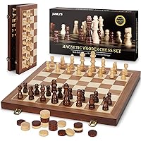 2 in 1 Magnetic Chess Set & Checkers Board Game, 15