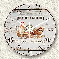 Farm Animal Rooster Wooden Wall Clock Funny Saying Last One in Is A Rotten Egg Rural Retro Chicken Clock Battery Operated Silent Vintage Wood Grain Clocks Home Decorations for Bedrooms Wall Decor2102