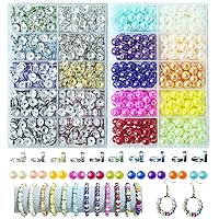 800 Pcs Rondelle Spacer Beads and Pearl Beads Set for Jewelry Making, 8mm Rhinestone Spacer Beads Crystal Bead Spacers and Pearl Beads for Bracelets, Focal Beads for Pen, 20 Colors