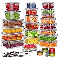 50 Pcs Larger Food Storage Containers with Lids Airtight (25 Containers & 25 Lids), Meal Prep Container for Pantry & Kitchen Organization, BPA-Free, Leak-Proof with Labels & Marker Pen