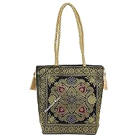 Handicraft Bazarr Ethnic Shoulder Bag Brocade Silk Purse For Women Mobile Holder Hand Bag Shopping Satchel Bag Traditional Design Travel Tote Bag